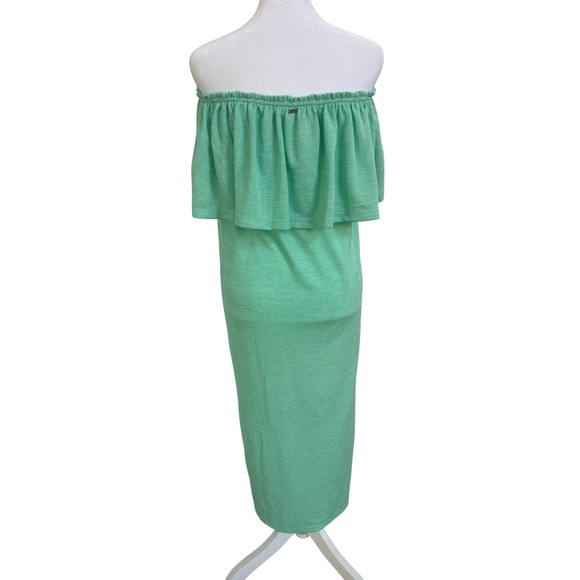 ONEILL Sz Medium Off The Shoulder Ruffle Dress Mint Green Beach‎ Cover Up - Picture 9 of 10